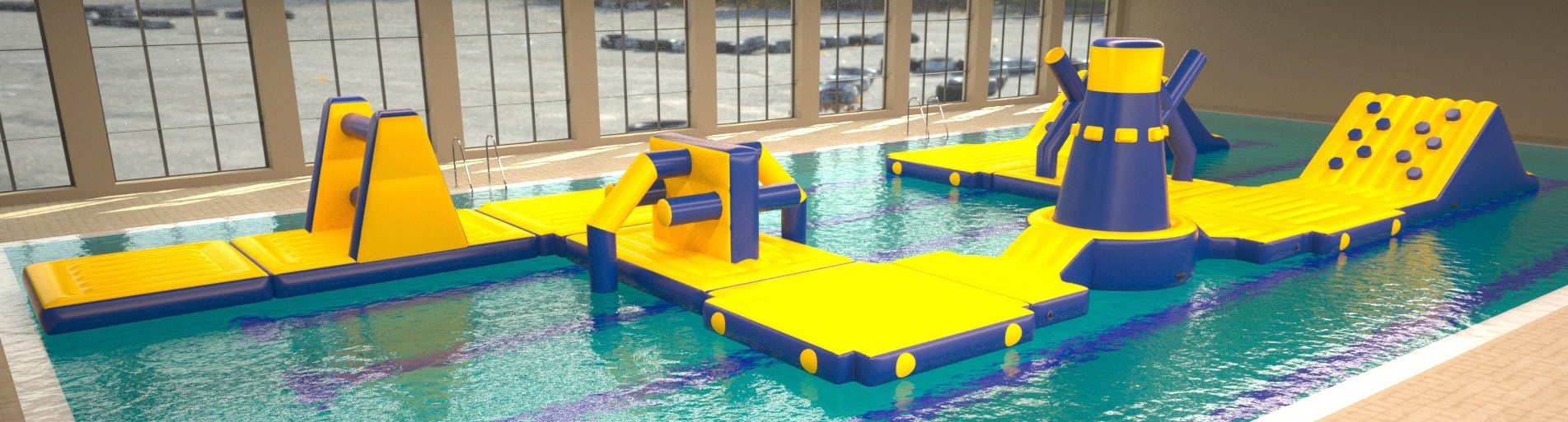 pool inflatables in an indoor swimming pool