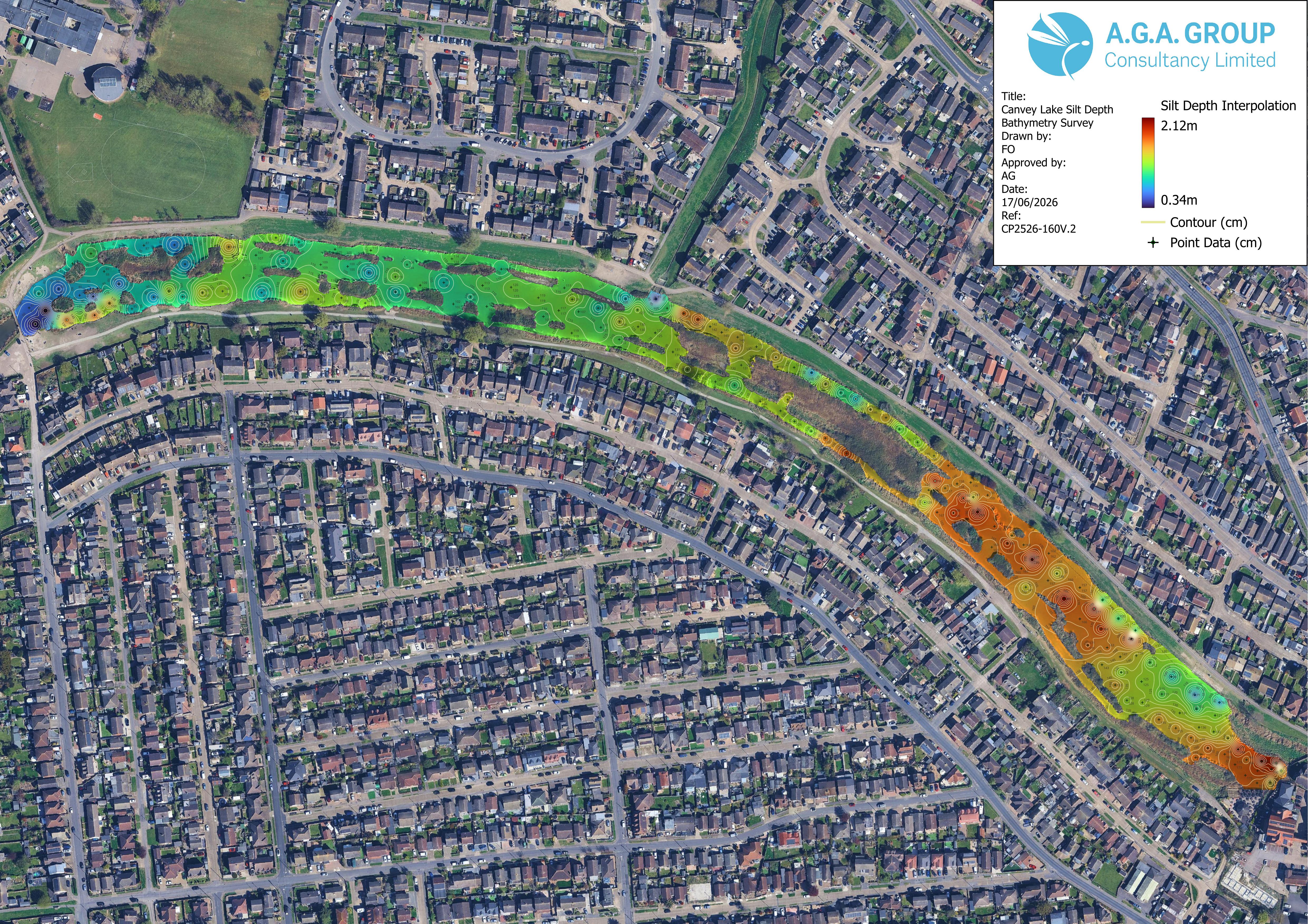 Canvey lake silt depth map