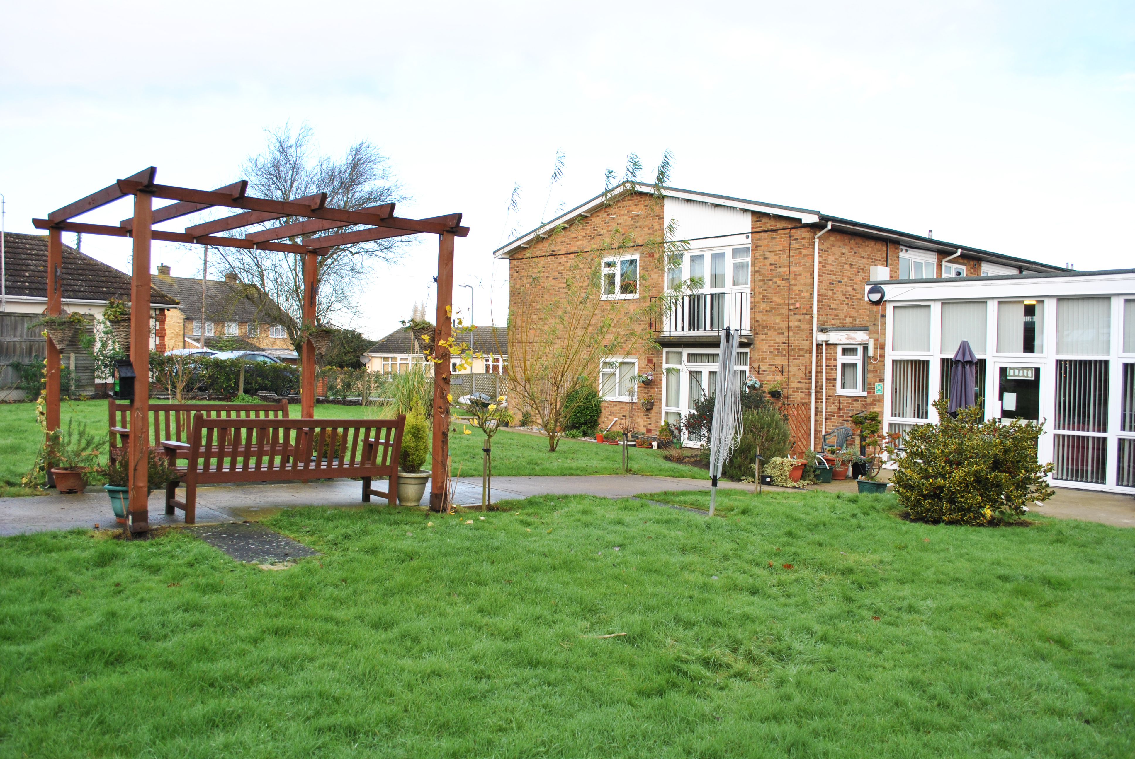 Exterior shot of the rear gardens of Gowan Court